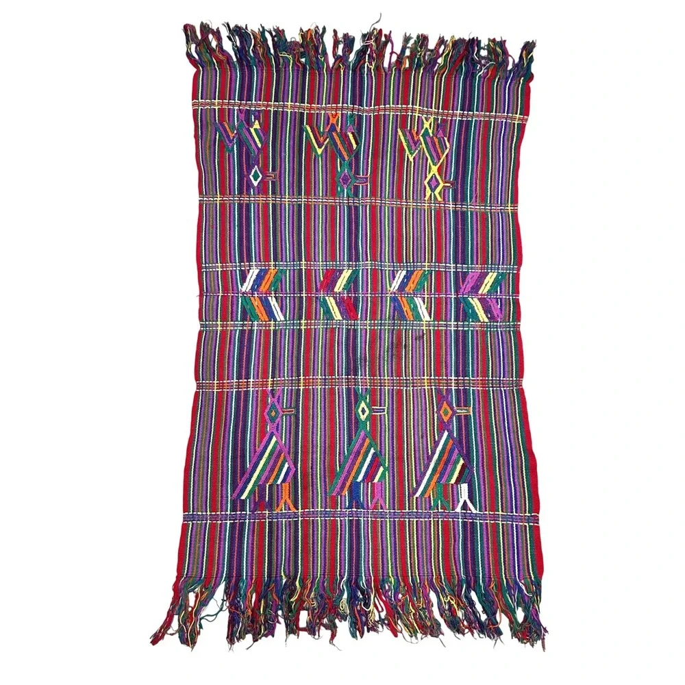 Vintage Traditional Guatemalan Handwoven Textile Table Runner Wall Hanging 45x24